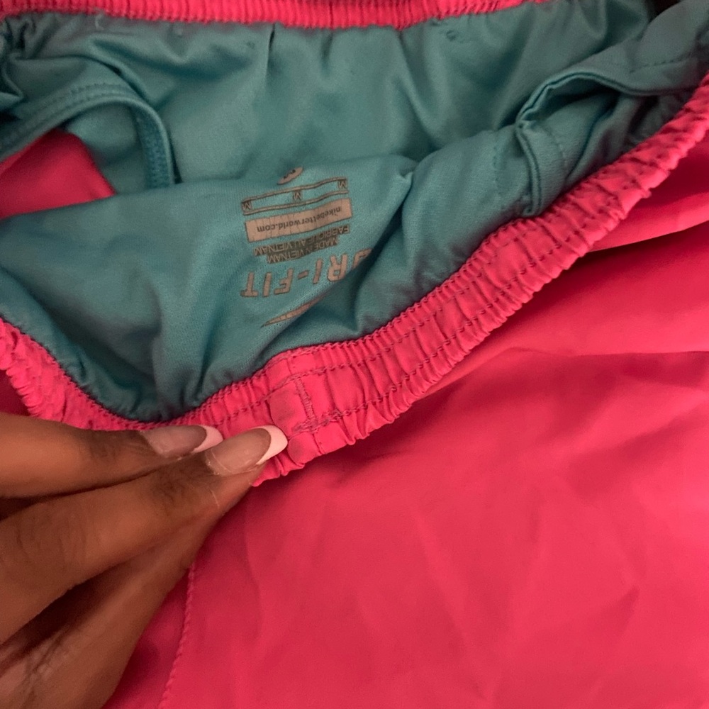 neon pink and blue gym shorts